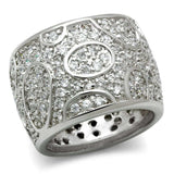 3W159 - Rhodium Brass Ring with AAA Grade CZ in Clear - Alamode - Flyclothing LLC