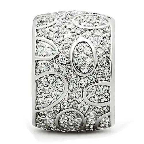3W159 - Rhodium Brass Ring with AAA Grade CZ in Clear - Alamode - Flyclothing LLC