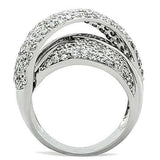 3W160 - Rhodium Brass Ring with AAA Grade CZ in Clear - Alamode - Flyclothing LLC