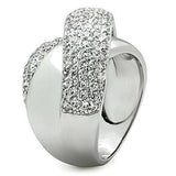 3W160 - Rhodium Brass Ring with AAA Grade CZ in Clear - Alamode - Flyclothing LLC