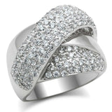 3W160 - Rhodium Brass Ring with AAA Grade CZ in Clear - Alamode - Flyclothing LLC