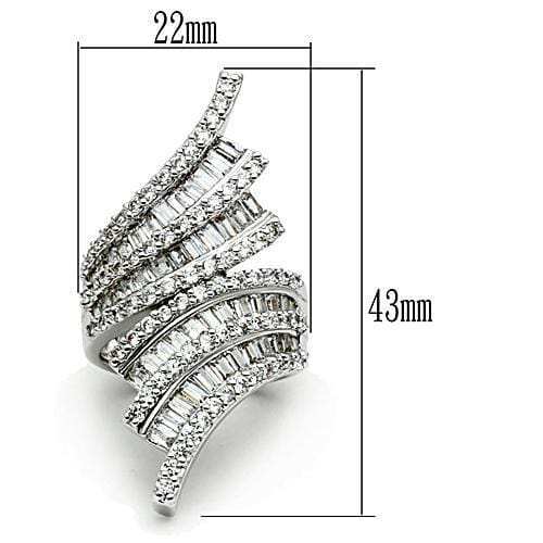 3W161 - Rhodium Brass Ring with AAA Grade CZ in Clear - Alamode - Flyclothing LLC