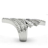 3W161 - Rhodium Brass Ring with AAA Grade CZ in Clear - Alamode - Flyclothing LLC