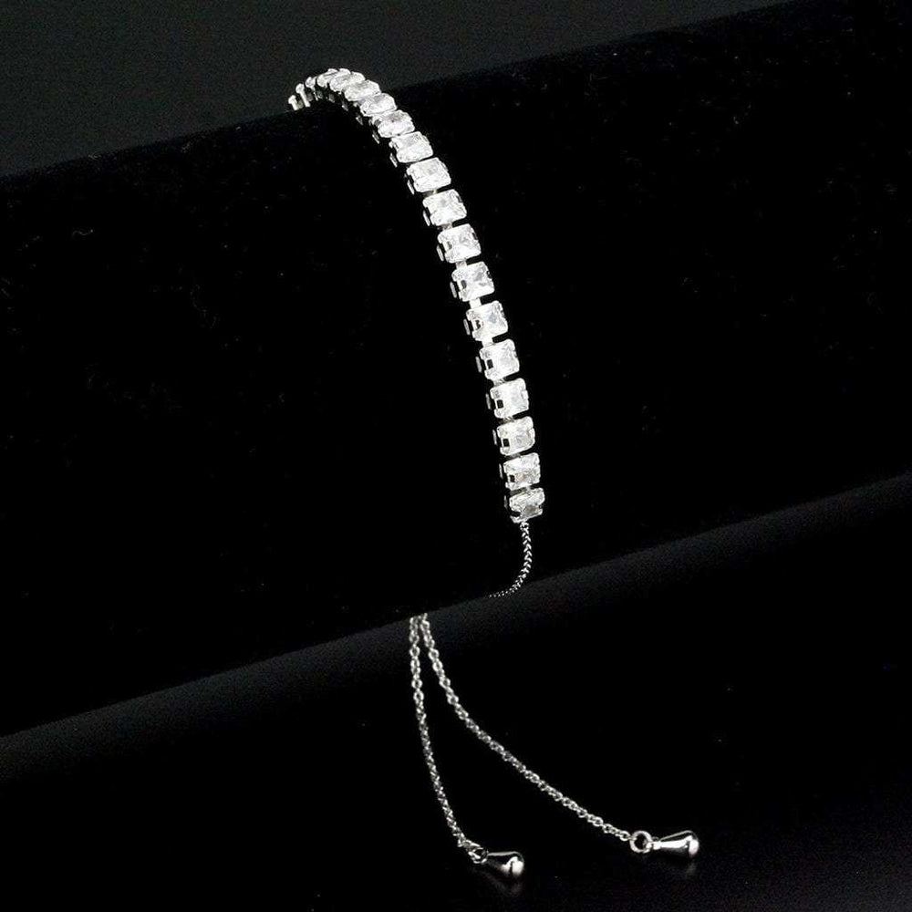 3W1667 - Rhodium Brass Bracelet with AAA Grade CZ in Clear - Alamode - Flyclothing LLC