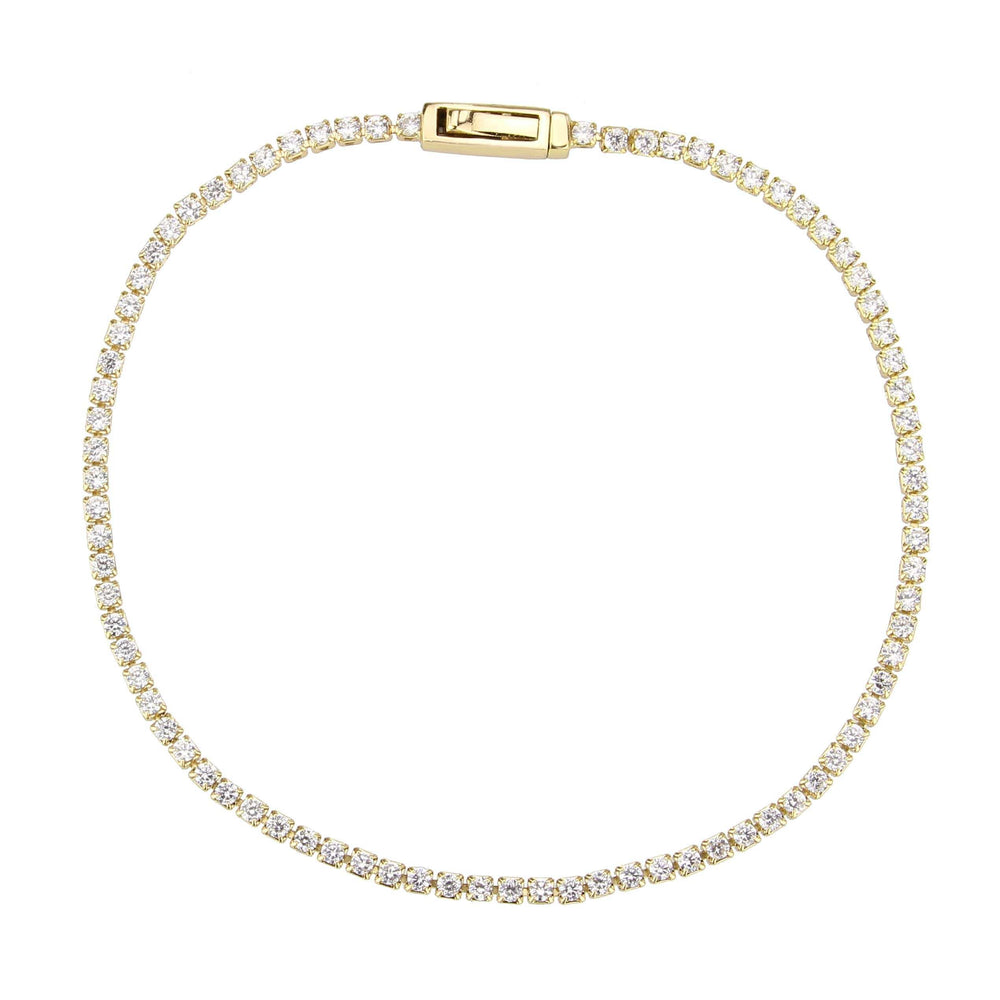 3W1680 - Gold Brass Bracelet with AAA Grade CZ in Clear - Alamode - Flyclothing LLC