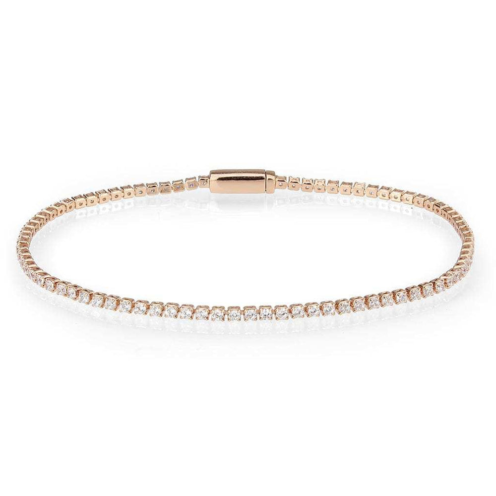 3W1681 - Rose Gold Brass Bracelet with AAA Grade CZ in Clear - Alamode - Flyclothing LLC