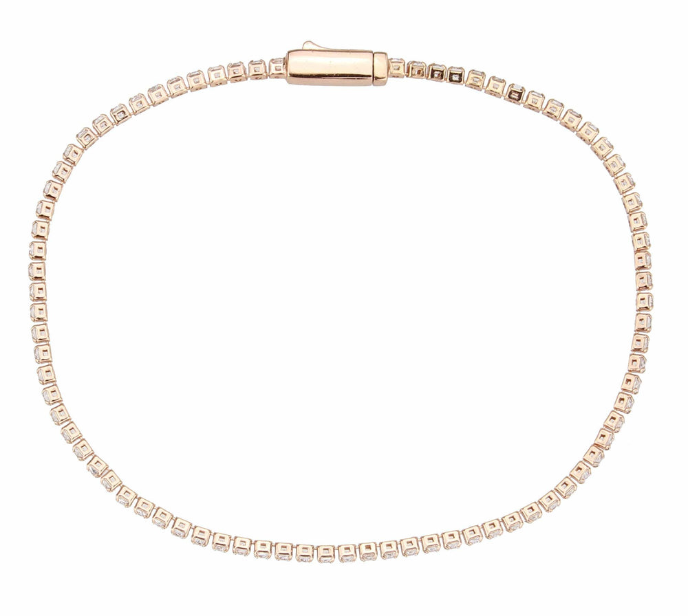 3W1681 - Rose Gold Brass Bracelet with AAA Grade CZ in Clear - Alamode - Flyclothing LLC