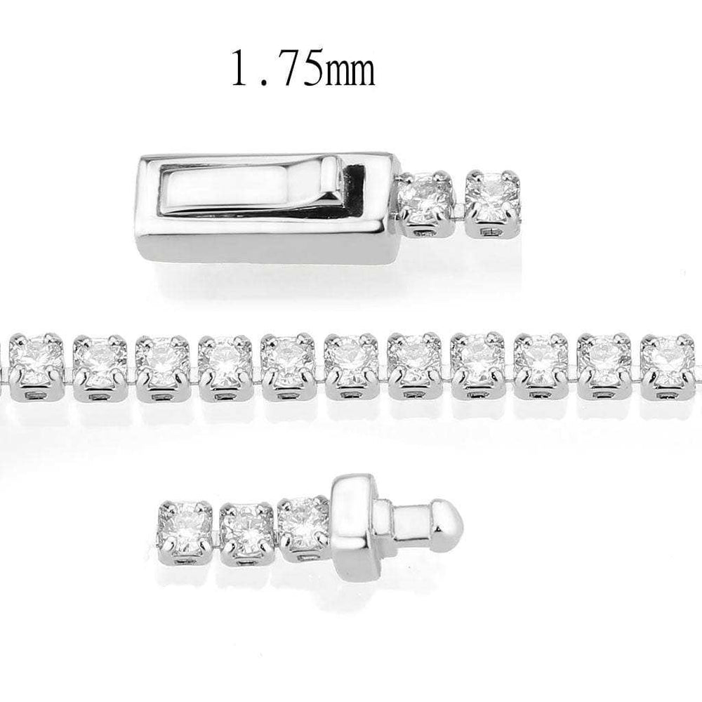 3W1682 - Rhodium Brass Bracelet with AAA Grade CZ in Clear - Alamode - Flyclothing LLC