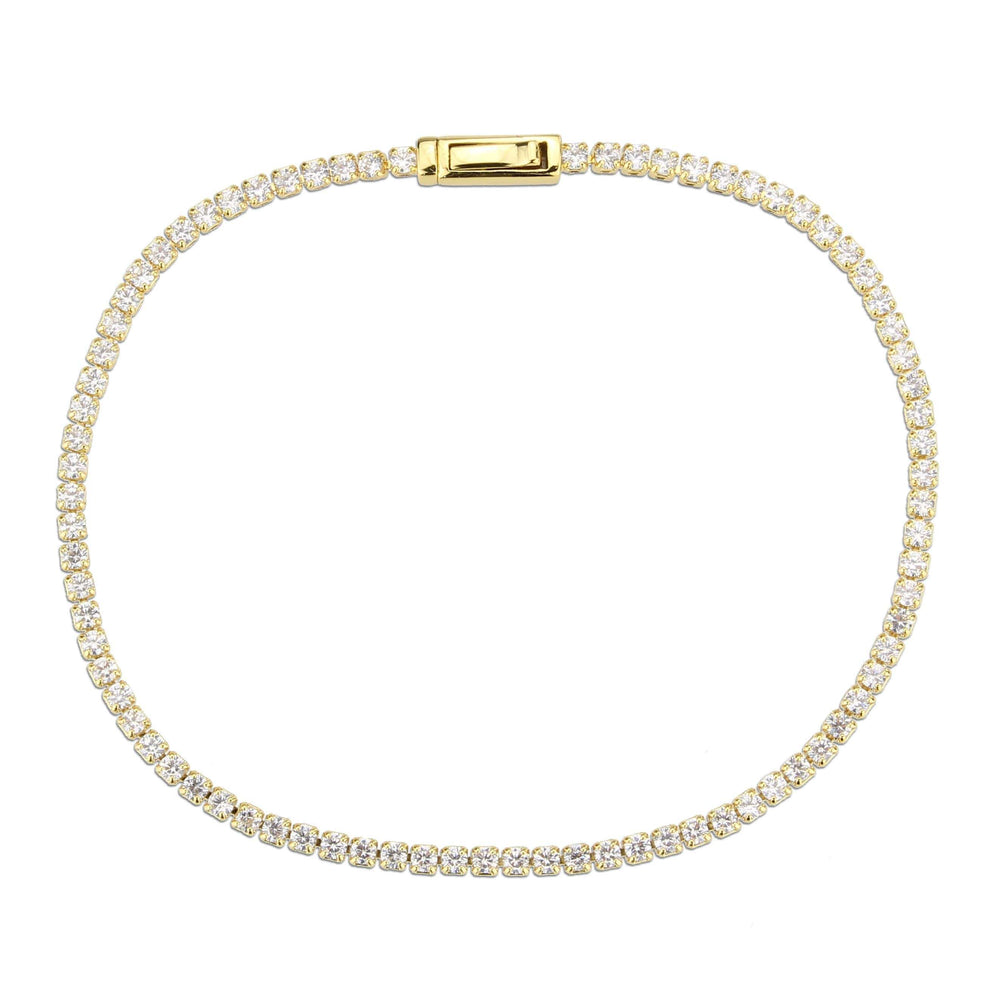 3W1683 - Gold Brass Bracelet with AAA Grade CZ in Clear - Alamode - Flyclothing LLC