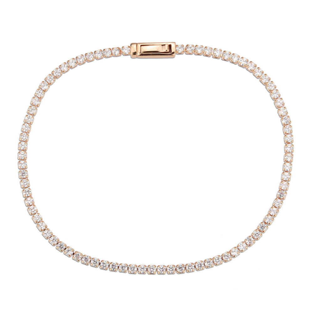 3W1684 - Rose Gold Brass Bracelet with AAA Grade CZ in Clear - Alamode - Flyclothing LLC