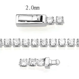 3W1685 - Rhodium Brass Bracelet with AAA Grade CZ in Clear - Alamode - Flyclothing LLC