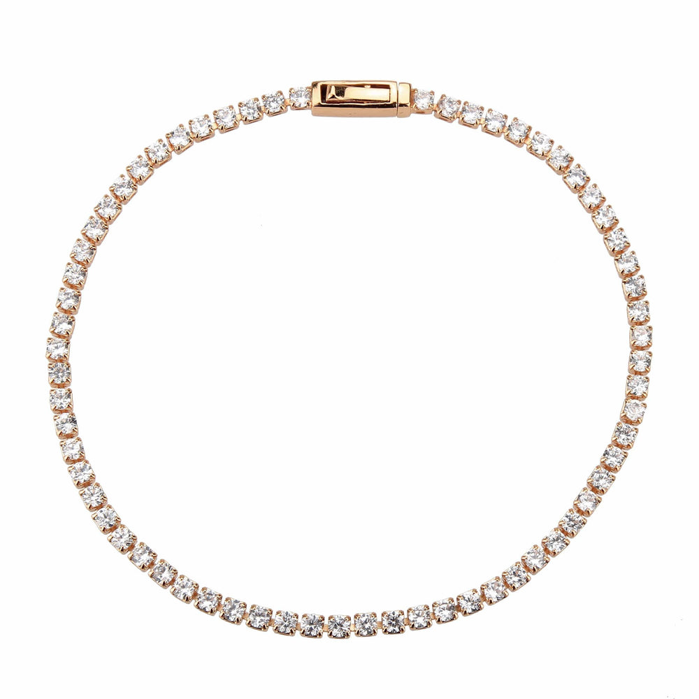 3W1687 - Rose Gold Brass Bracelet with AAA Grade CZ in Clear - Alamode - Flyclothing LLC
