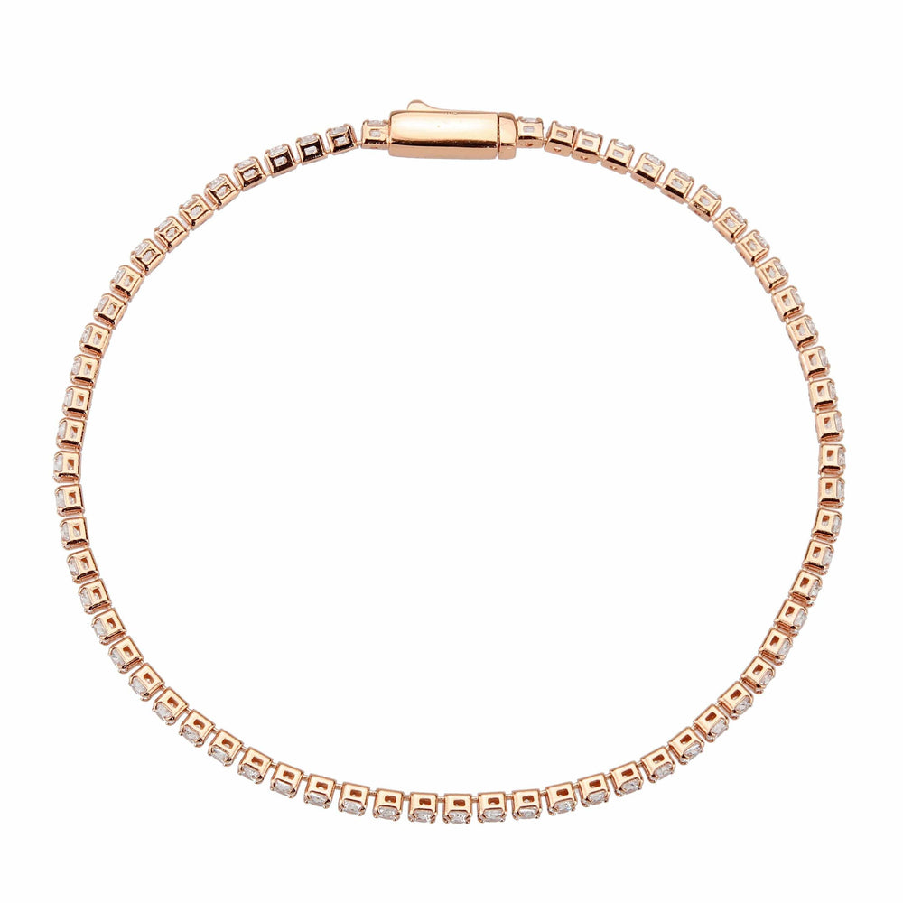 3W1687 - Rose Gold Brass Bracelet with AAA Grade CZ in Clear - Alamode - Flyclothing LLC