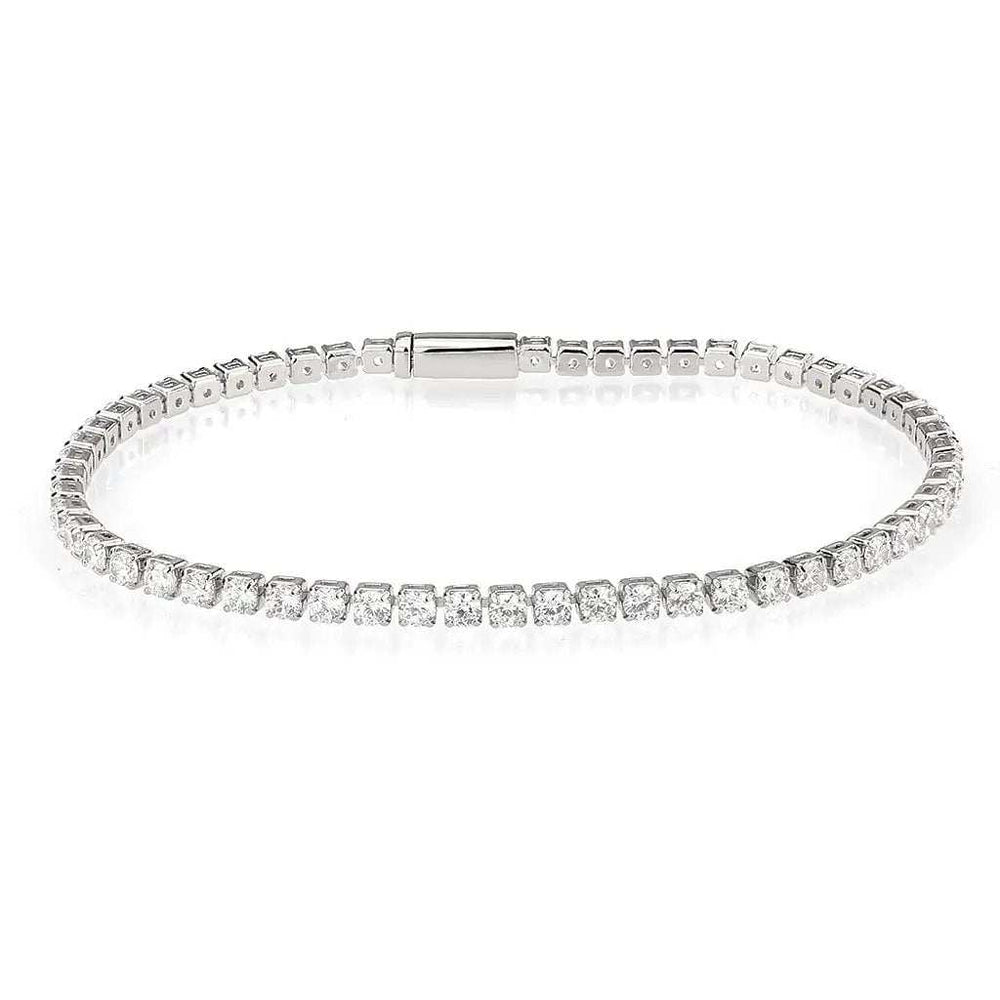 3W1688 - Rhodium Brass Bracelet with AAA Grade CZ in Clear - Alamode - Flyclothing LLC