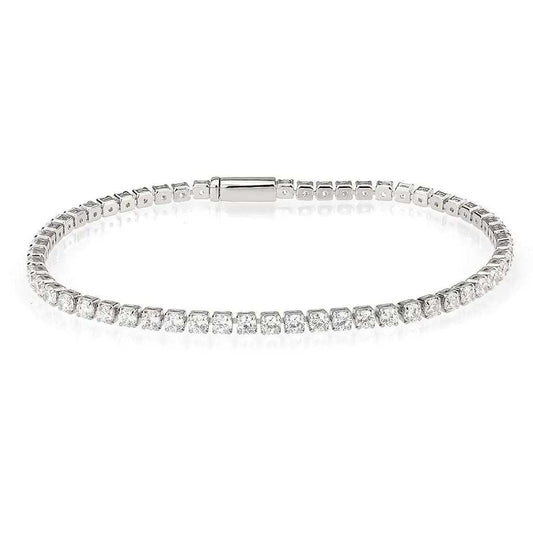 3W1688 - Rhodium Brass Bracelet with AAA Grade CZ in Clear - Alamode - Flyclothing LLC