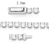3W1688 - Rhodium Brass Bracelet with AAA Grade CZ in Clear - Alamode - Flyclothing LLC