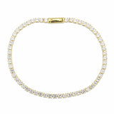 3W1689 - Gold Brass Bracelet with AAA Grade CZ in Clear - Alamode - Flyclothing LLC