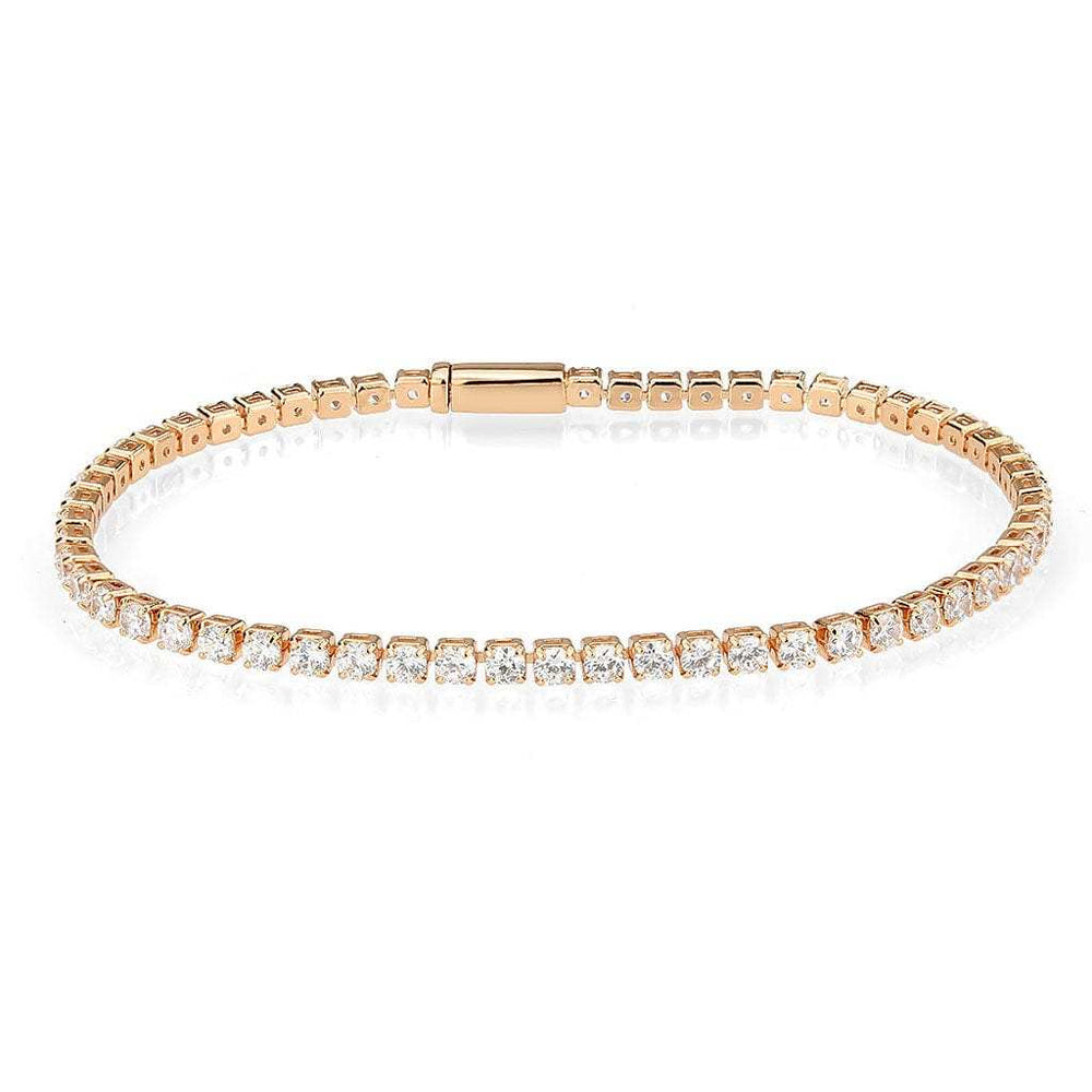 3W1690 - Rose Gold Brass Bracelet with AAA Grade CZ in Clear - Alamode - Flyclothing LLC