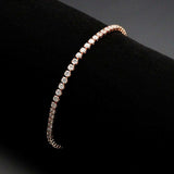 3W1690 - Rose Gold Brass Bracelet with AAA Grade CZ in Clear - Alamode - Flyclothing LLC