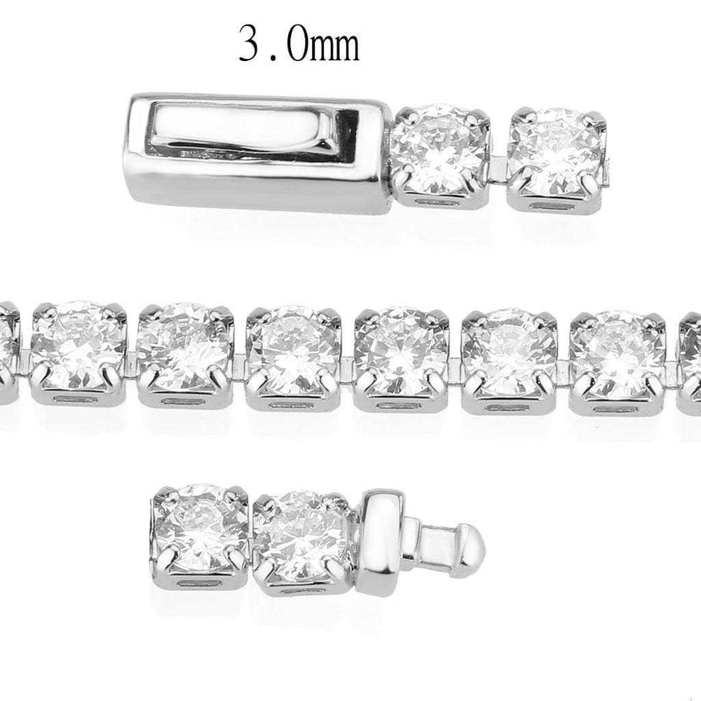 3W1691 - Rhodium Brass Bracelet with AAA Grade CZ in Clear - Alamode - Flyclothing LLC