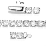 3W1691 - Rhodium Brass Bracelet with AAA Grade CZ in Clear - Alamode - Flyclothing LLC