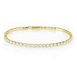 3W1692 - Gold Brass Bracelet with AAA Grade CZ in Clear - Alamode - Flyclothing LLC