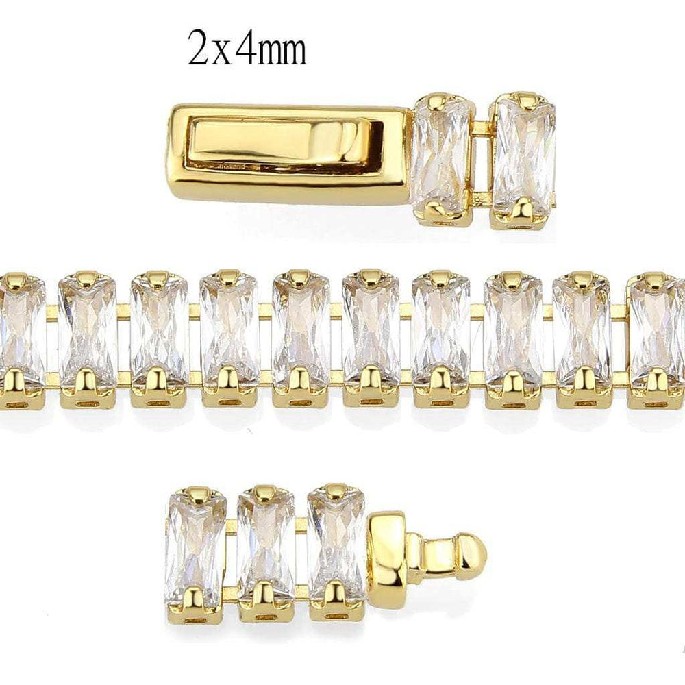 3W1701 - Gold Brass Bracelet with AAA Grade CZ in Clear - Alamode - Flyclothing LLC