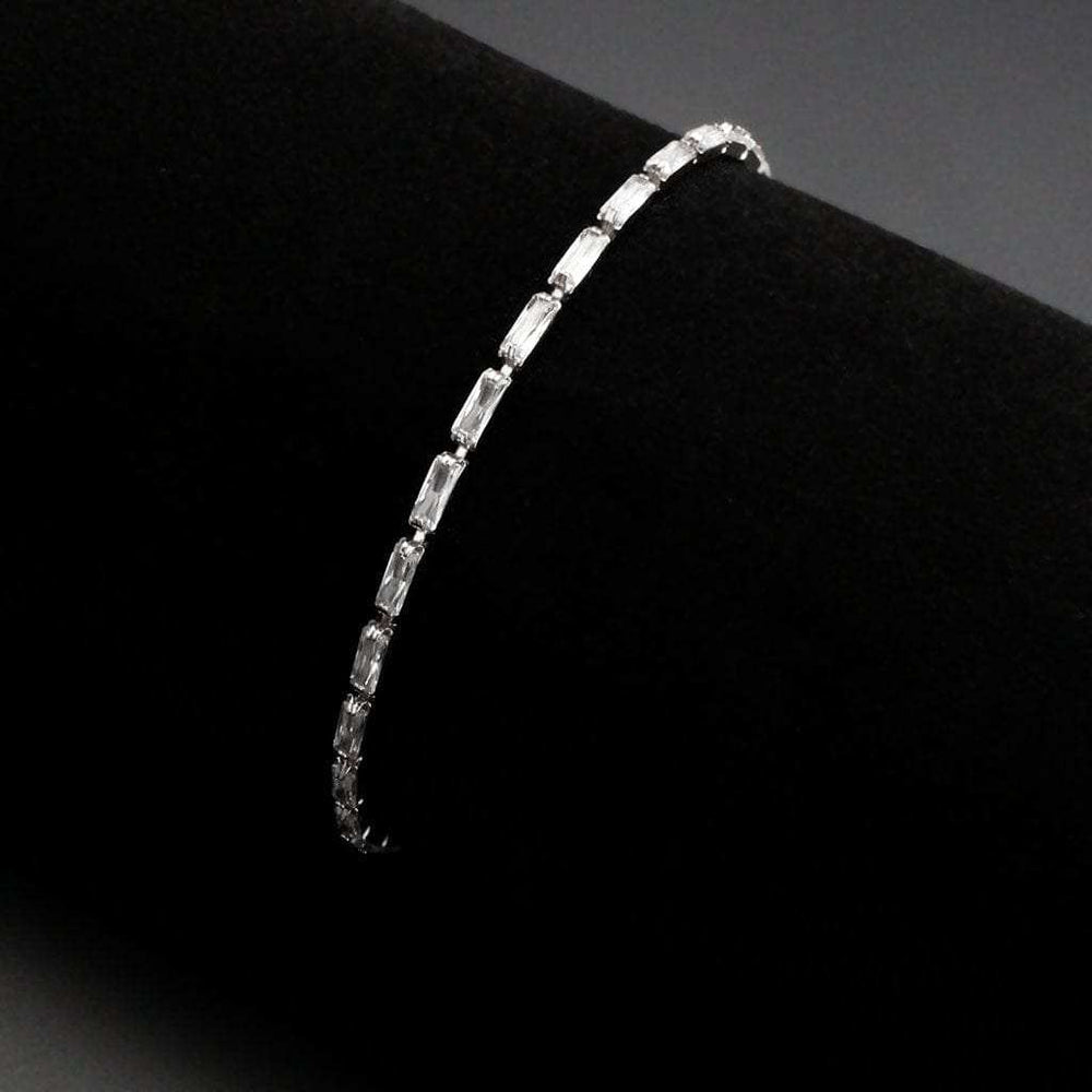 3W1706 - Rhodium Brass Bracelet with AAA Grade CZ in Clear - Alamode - Flyclothing LLC