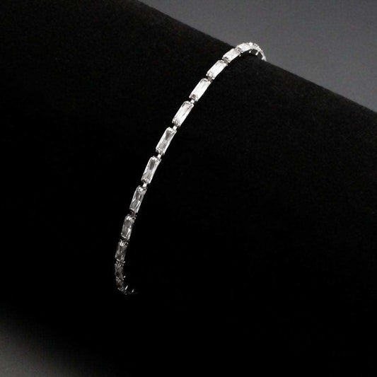 3W1706 - Rhodium Brass Bracelet with AAA Grade CZ in Clear - Alamode - Flyclothing LLC