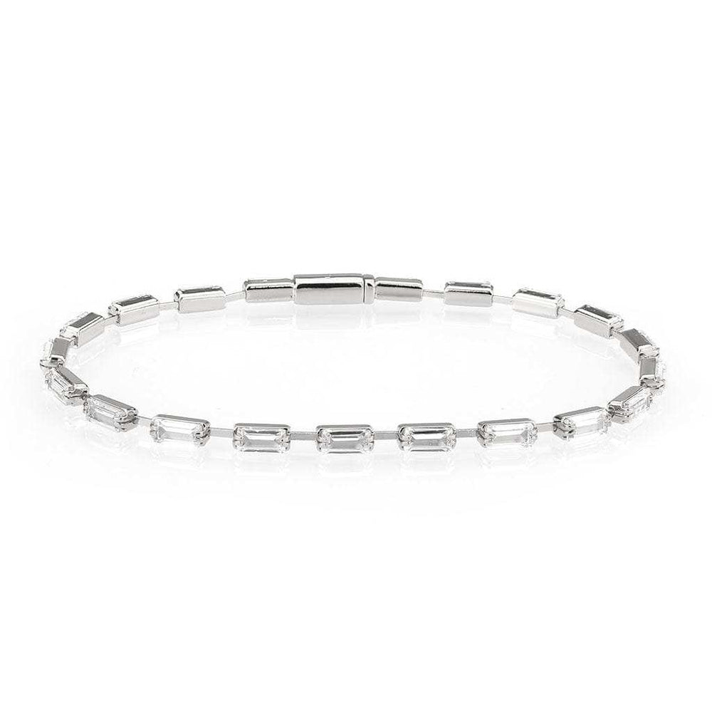 3W1709 - Rhodium Brass Bracelet with AAA Grade CZ in Clear - Alamode - Flyclothing LLC