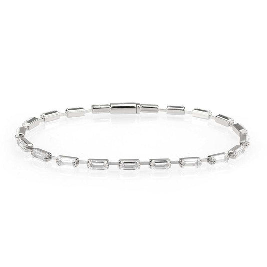 3W1709 - Rhodium Brass Bracelet with AAA Grade CZ in Clear - Alamode - Flyclothing LLC