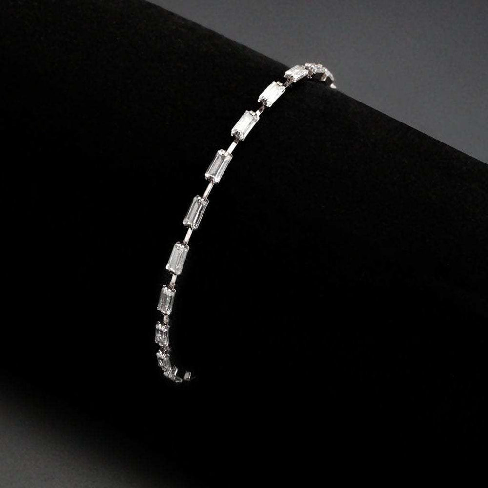 3W1709 - Rhodium Brass Bracelet with AAA Grade CZ in Clear - Alamode - Flyclothing LLC