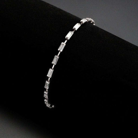 3W1709 - Rhodium Brass Bracelet with AAA Grade CZ in Clear - Alamode - Flyclothing LLC
