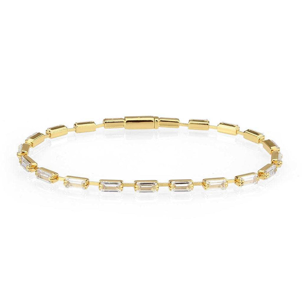 3W1710 - Gold Brass Bracelet with AAA Grade CZ in Clear - Alamode - Flyclothing LLC