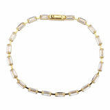3W1710 - Gold Brass Bracelet with AAA Grade CZ in Clear - Alamode - Flyclothing LLC