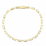 3W1710 - Gold Brass Bracelet with AAA Grade CZ in Clear - Alamode - Flyclothing LLC