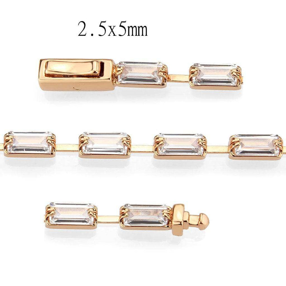 3W1711 - Rose Gold Brass Bracelet with AAA Grade CZ in Clear - Alamode - Flyclothing LLC