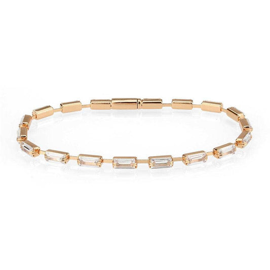 3W1714 - Rose Gold Brass Bracelet with AAA Grade CZ in Clear - Alamode - Flyclothing LLC