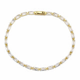 3W1716 - Gold Brass Bracelet with AAA Grade CZ in Clear - Alamode - Flyclothing LLC