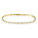 3W1716 - Gold Brass Bracelet with AAA Grade CZ in Clear - Alamode - Flyclothing LLC