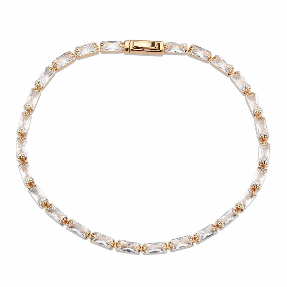 3W1717 - Rose Gold Brass Bracelet with AAA Grade CZ in Clear - Alamode - Flyclothing LLC