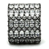 3W171 - Ruthenium Brass Ring with AAA Grade CZ in Clear - Alamode - Flyclothing LLC