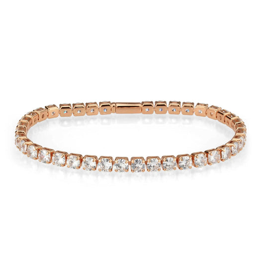 3W1720 - Rose Gold Brass Bracelet with AAA Grade CZ in Clear - Alamode - Flyclothing LLC