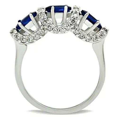 3W172 - Rhodium Brass Ring with Synthetic Synthetic Glass in Montana - Alamode - Flyclothing LLC