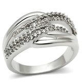 3W174 - Rhodium Brass Ring with AAA Grade CZ in Clear - Alamode - Flyclothing LLC