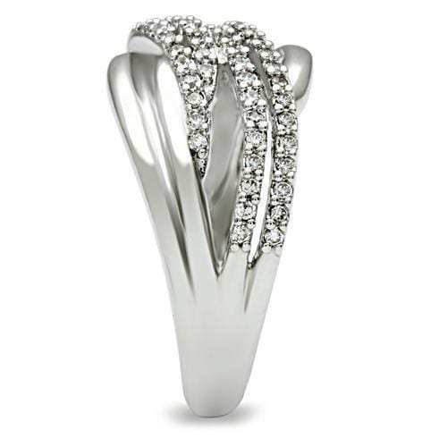 3W174 - Rhodium Brass Ring with AAA Grade CZ in Clear - Alamode - Flyclothing LLC