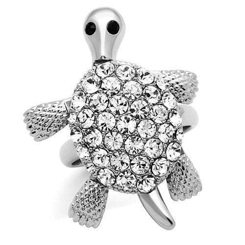 3W178 - Rhodium Brass Ring with Top Grade Crystal in Jet - Alamode - Flyclothing LLC