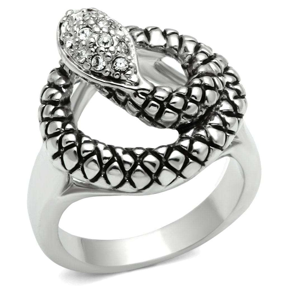 3W183 - Rhodium Brass Ring with Top Grade Crystal in Clear - Alamode - Flyclothing LLC