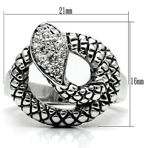 3W183 - Rhodium Brass Ring with Top Grade Crystal in Clear - Alamode - Flyclothing LLC