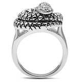 3W183 - Rhodium Brass Ring with Top Grade Crystal in Clear - Alamode - Flyclothing LLC